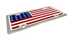 Chrome License Plate with American Flag Design for Universal Fit (Any Year)
