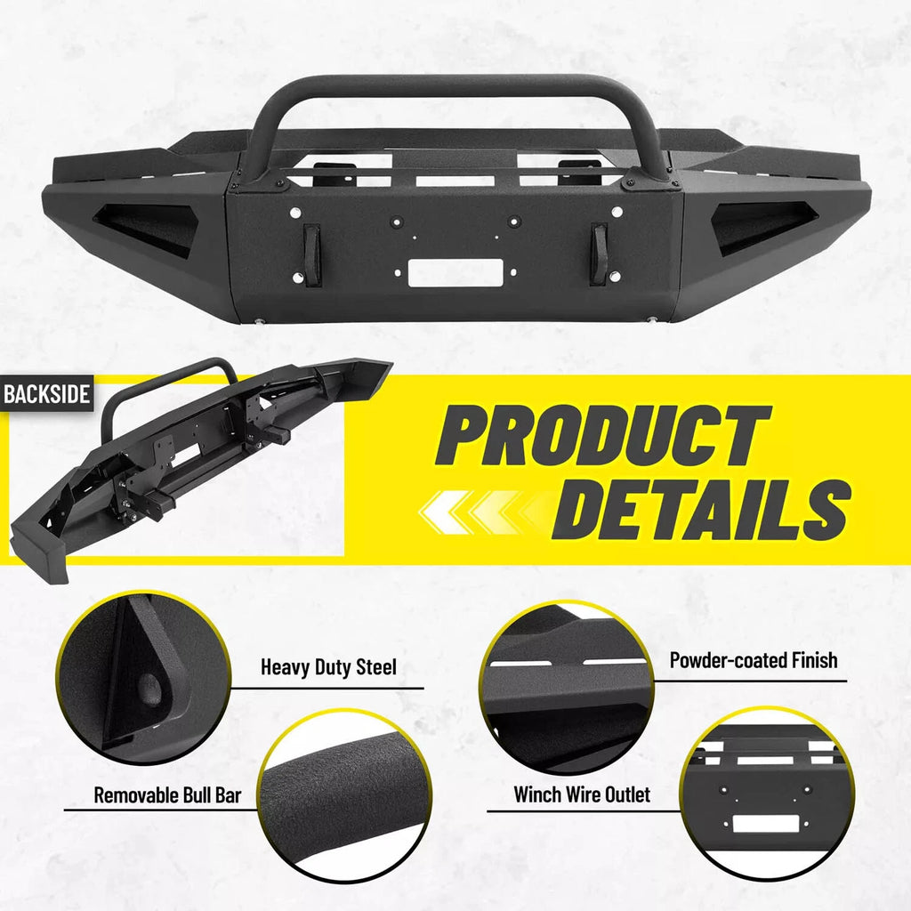 Black Textured Steel Front Bumper for Chevrolet Silverado 2500/3500 HD (2020–2024)
