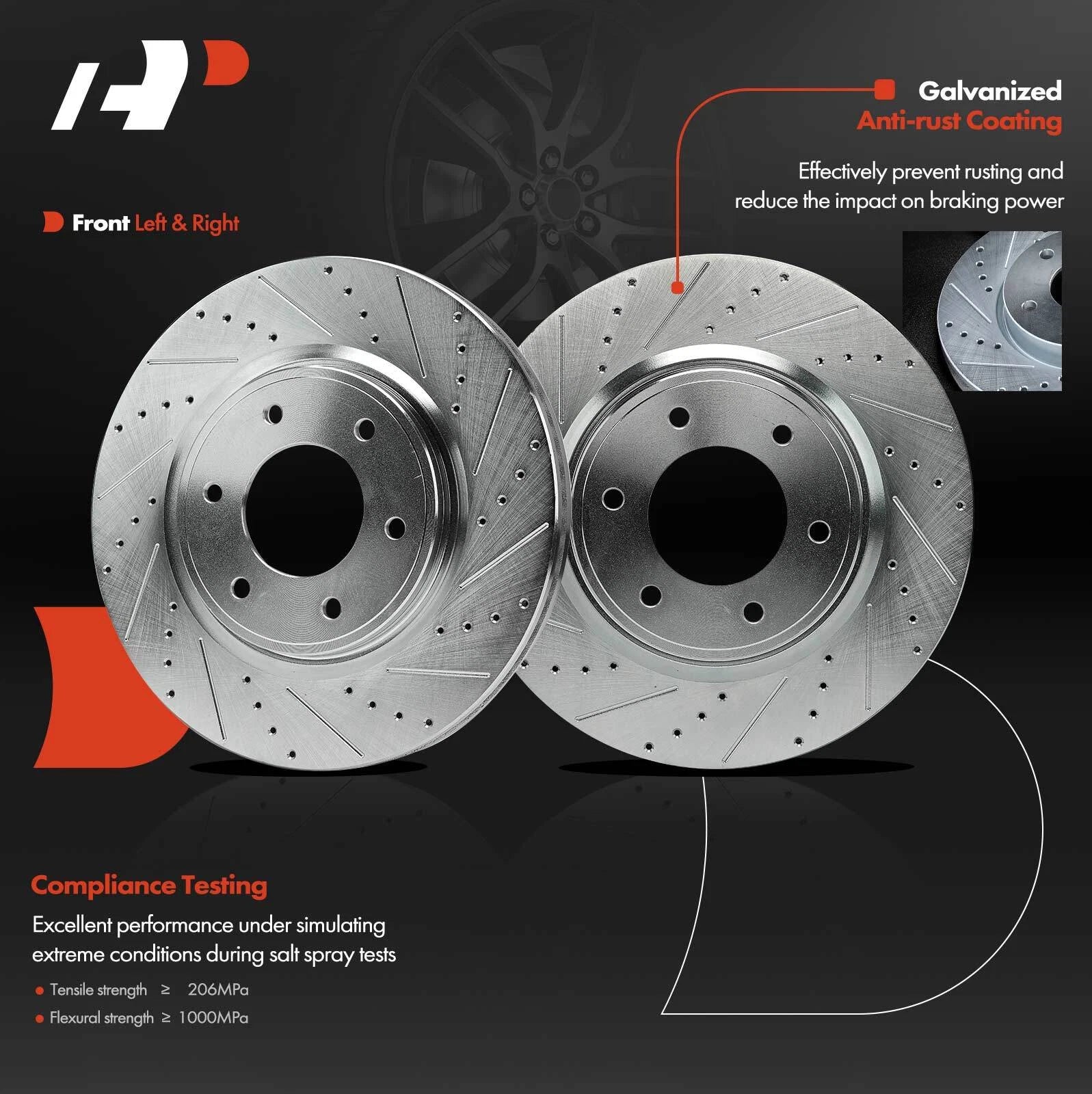 Front Drilled Brake Rotors for Nissan Armada (2007-2014)