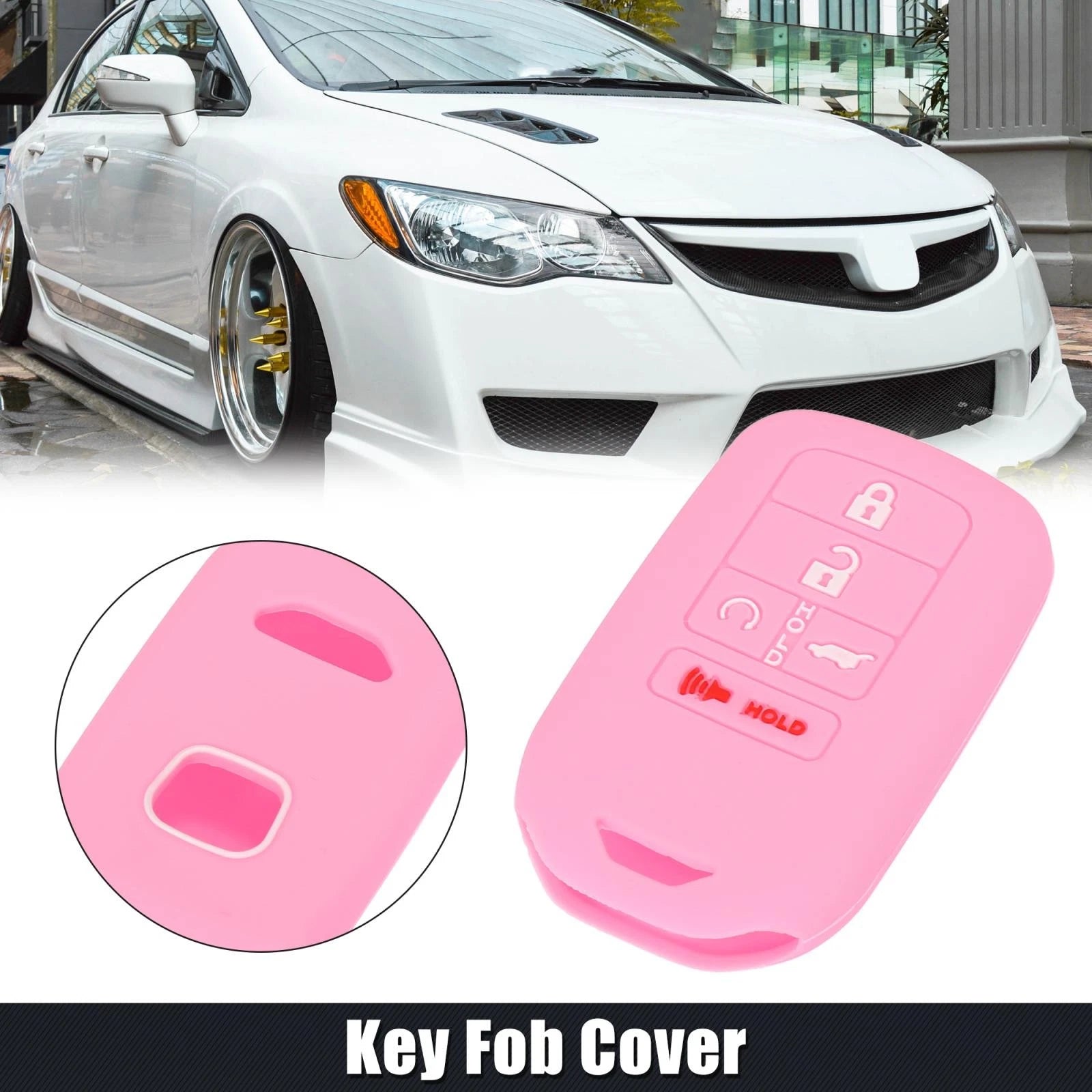 Car Key Fob Cover 5 Button for Honda Accord Civic CR-V (2010–2023) Pink