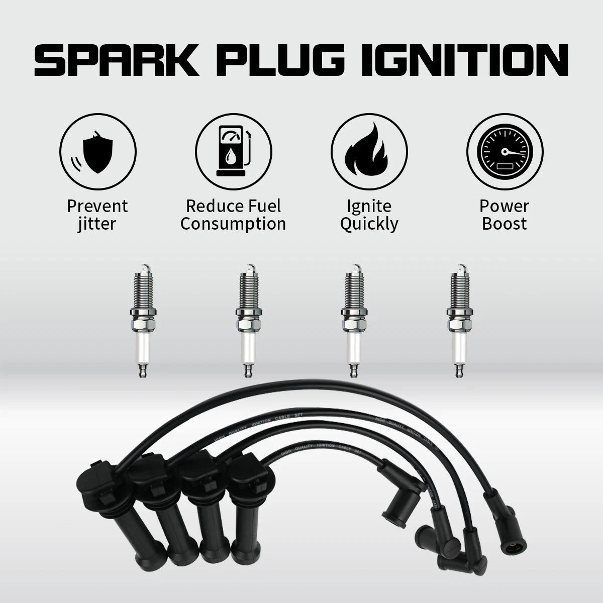 4X Spark Plug & 4X Wire for Ford Contour 2.0L (1998–2000)