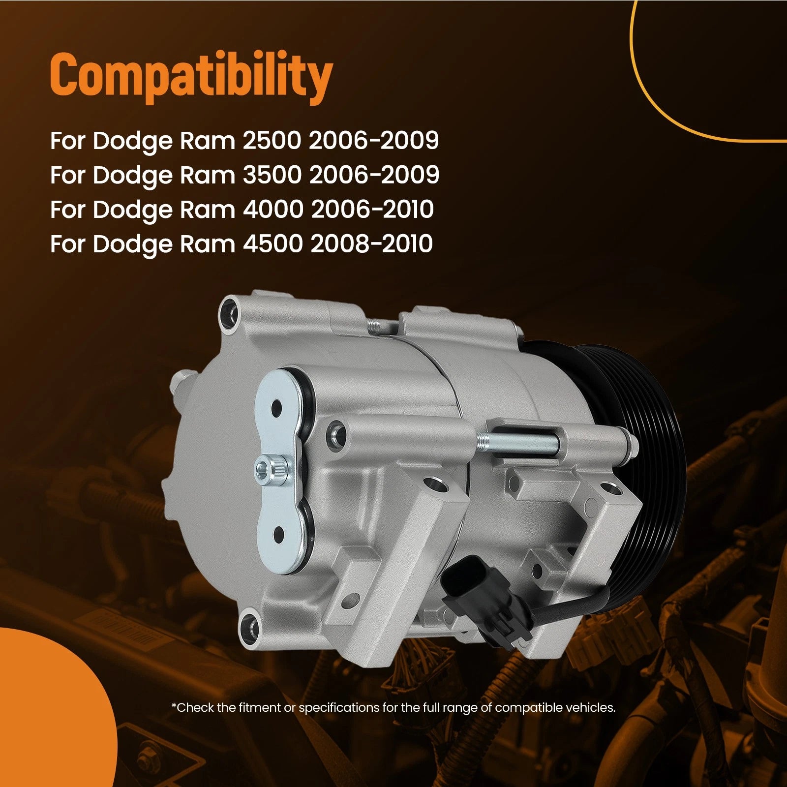 A/C Compressor for Dodge Ram 2500 3500 4000 4500 (2006–2009) 68182