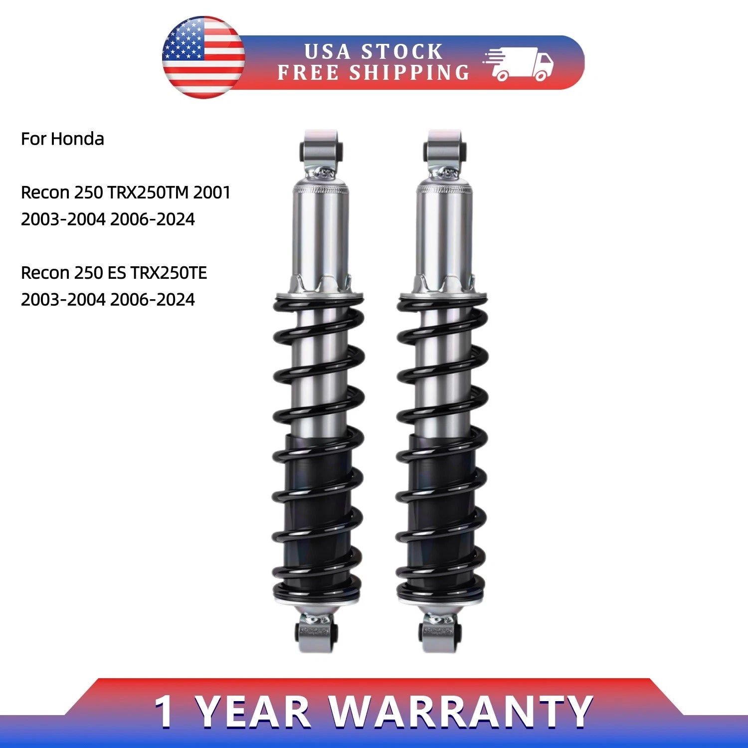 2X Rear Shock Absorber for Honda TRX250TM TRX250TE Recon 250 (2001–2024)
