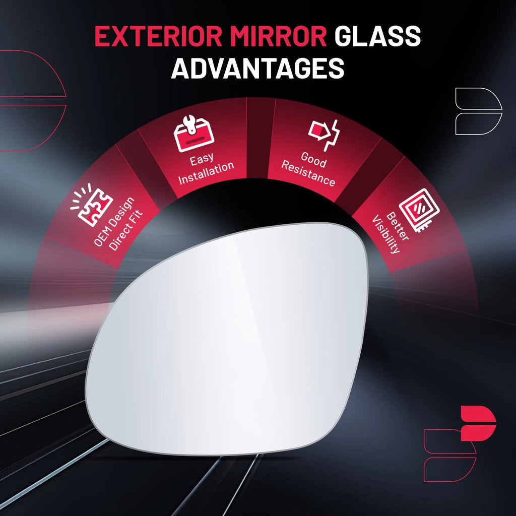Convex Left Mirror Glass for Volkswagen Tiguan (2017)