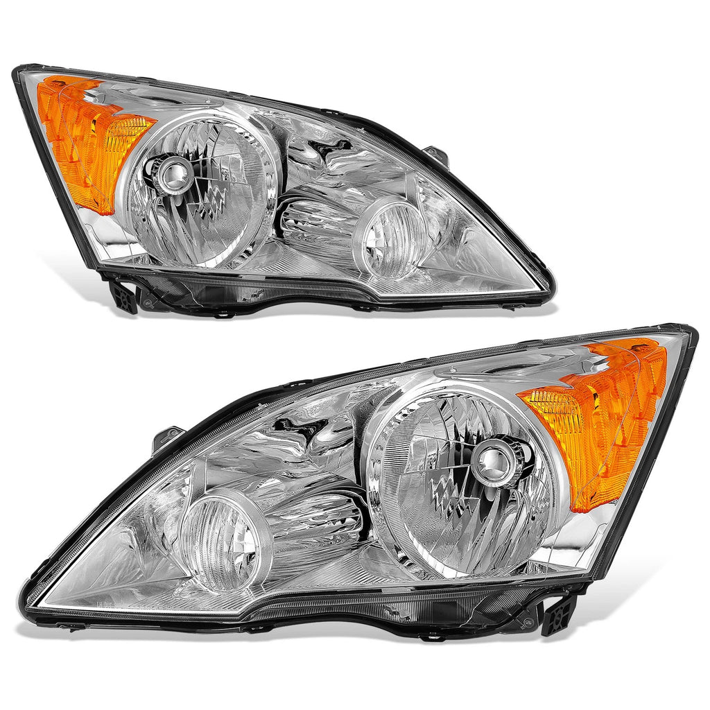 Set of 2 Chrome Housing Amber Corner Headlights for Honda CR-V (2007–2011)