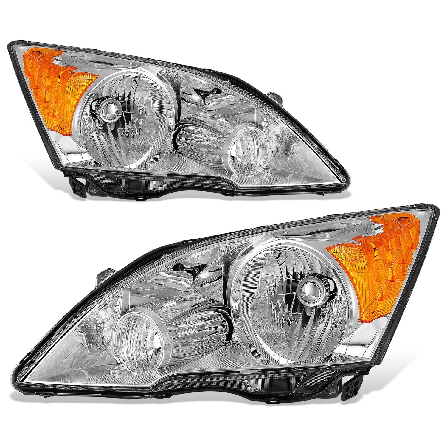 Set of 2 Chrome Housing Amber Corner Headlights for Honda CR-V (2007–2011)