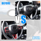 3 Pcs Red Steering Wheel Cover Trim for Toyota Corolla (2020–2022)