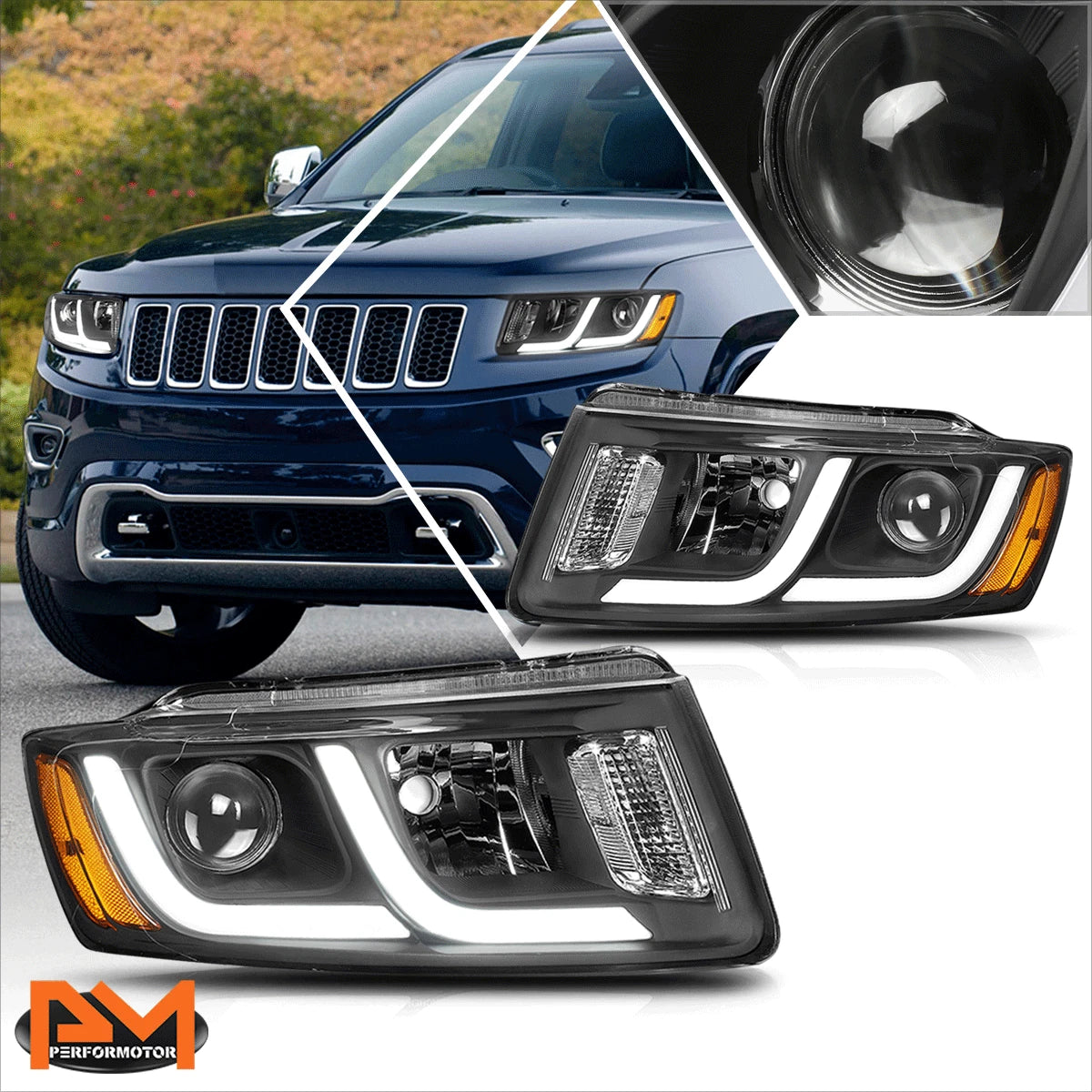 LED DRL Bar Projector Headlights for Jeep Grand Cherokee (2014–2016)