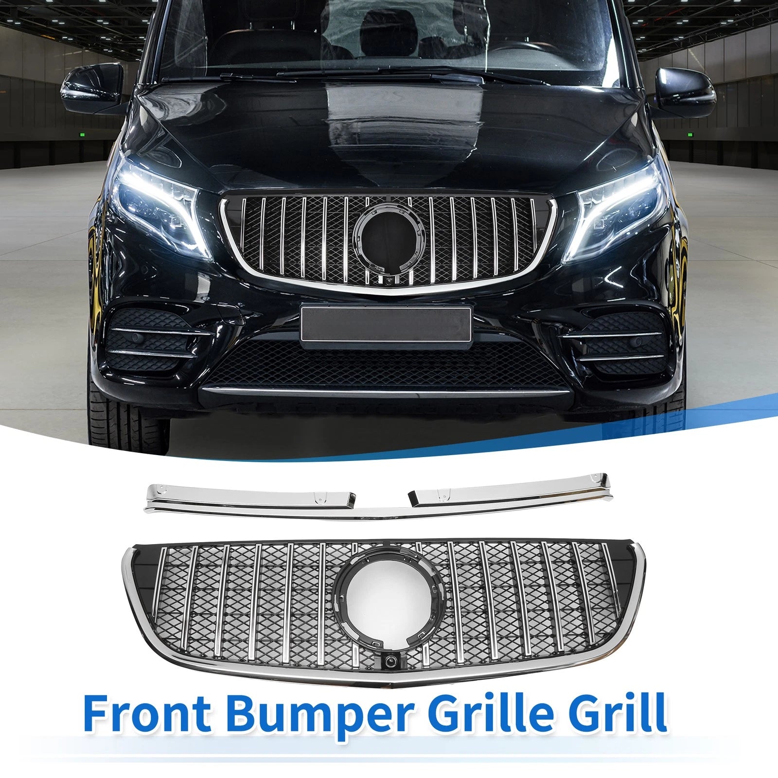 Front Upper Bumper Grille for Mercedes-Benz VITO-Class (2015–2023) Chrome