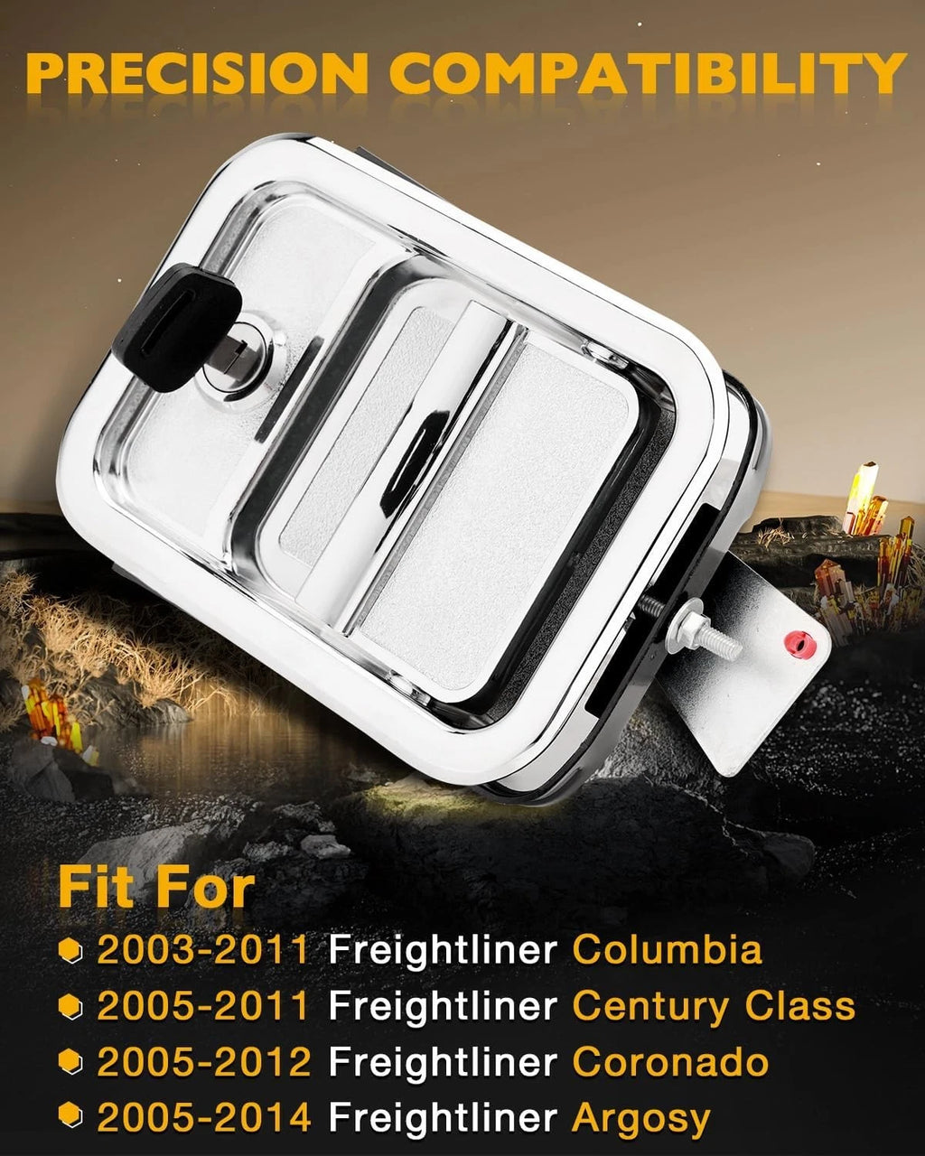 2X Front Exterior Door Handles with Lock Cylinders for Freightliner Columbia (2003-2014)