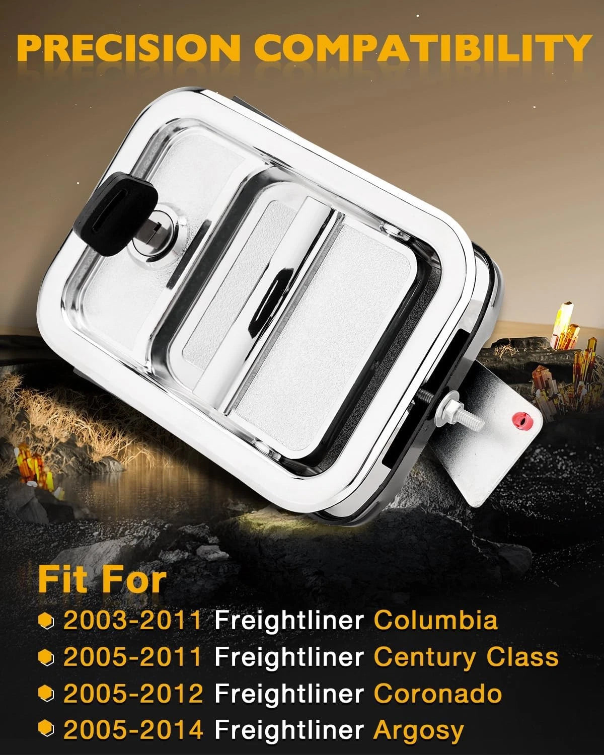 2X Front Exterior Door Handles with Lock Cylinders for Freightliner Columbia (2003-2014)