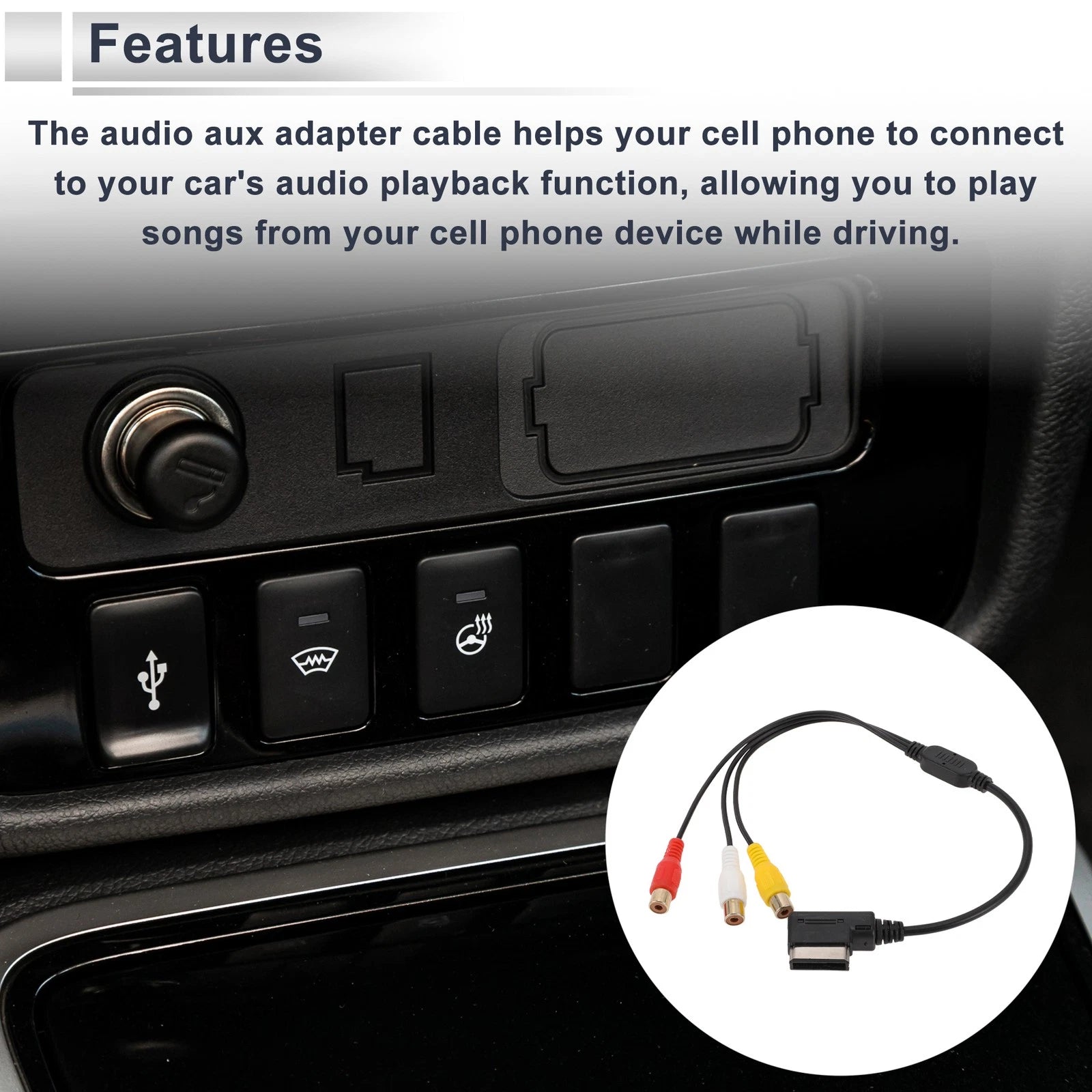 Audio Aux Adapter Cable for Audi (AMI to 3RCA)