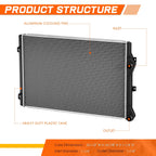 Aluminum Core Cooling Radiator for VW Beetle CC Eos GTI 2011–2017