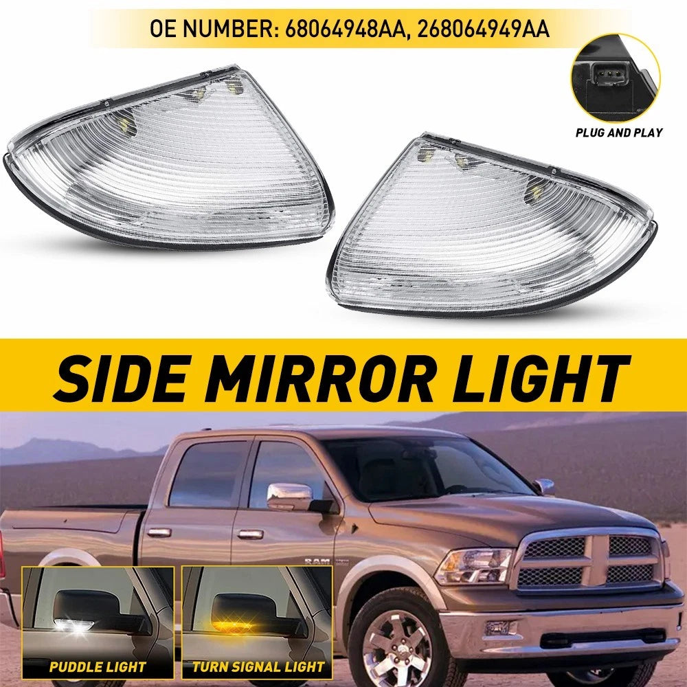 LH RH mirror turn signal puddle light indicator for Ram 1500 2500 (2009–2014)
