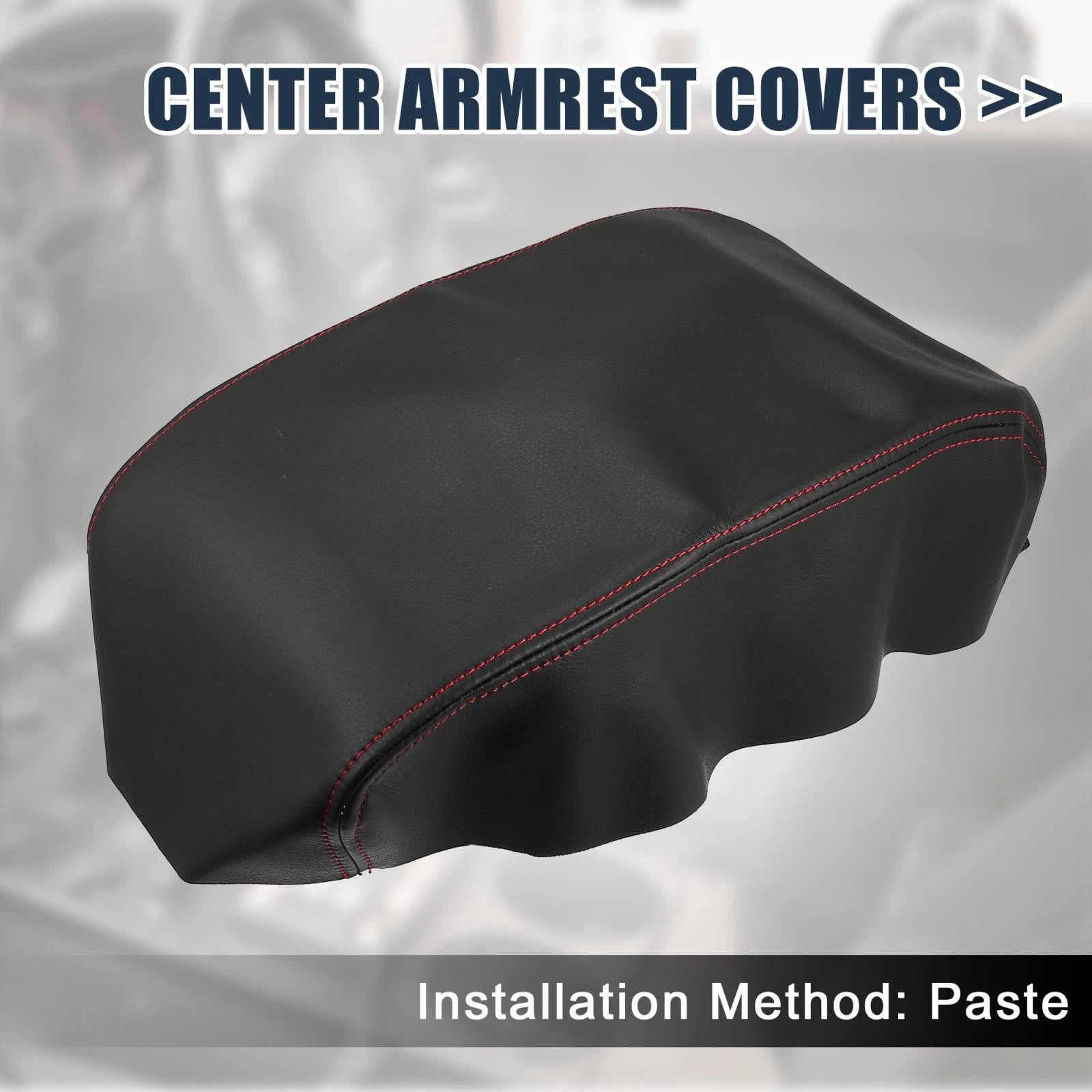 Microfiber Leather Armrest Cover for Nissan Maxima (2009–2014) Red Stitches