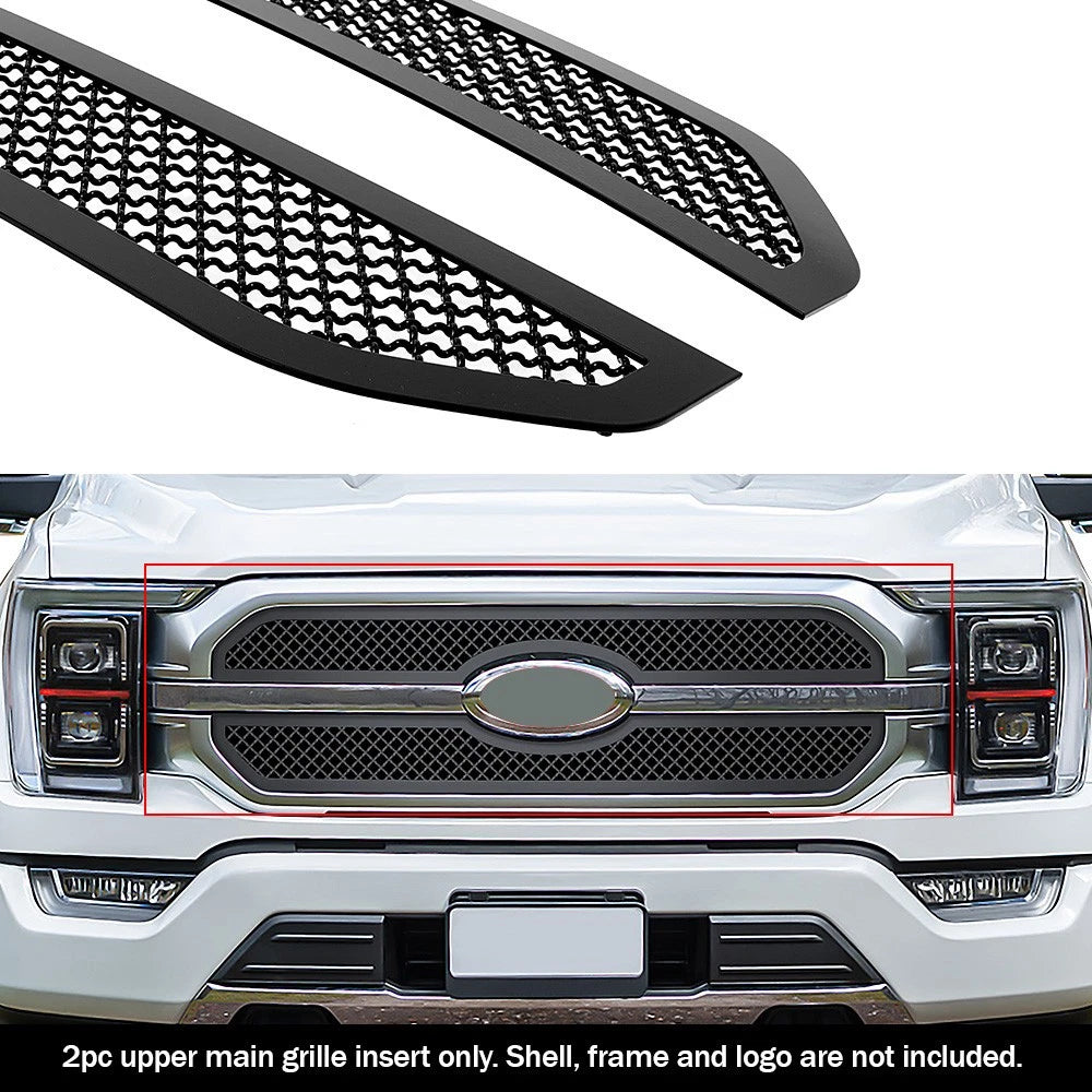Upper Stainless Black Mesh Grille Insert for Ford F-150 King Ranch (2021-2023)