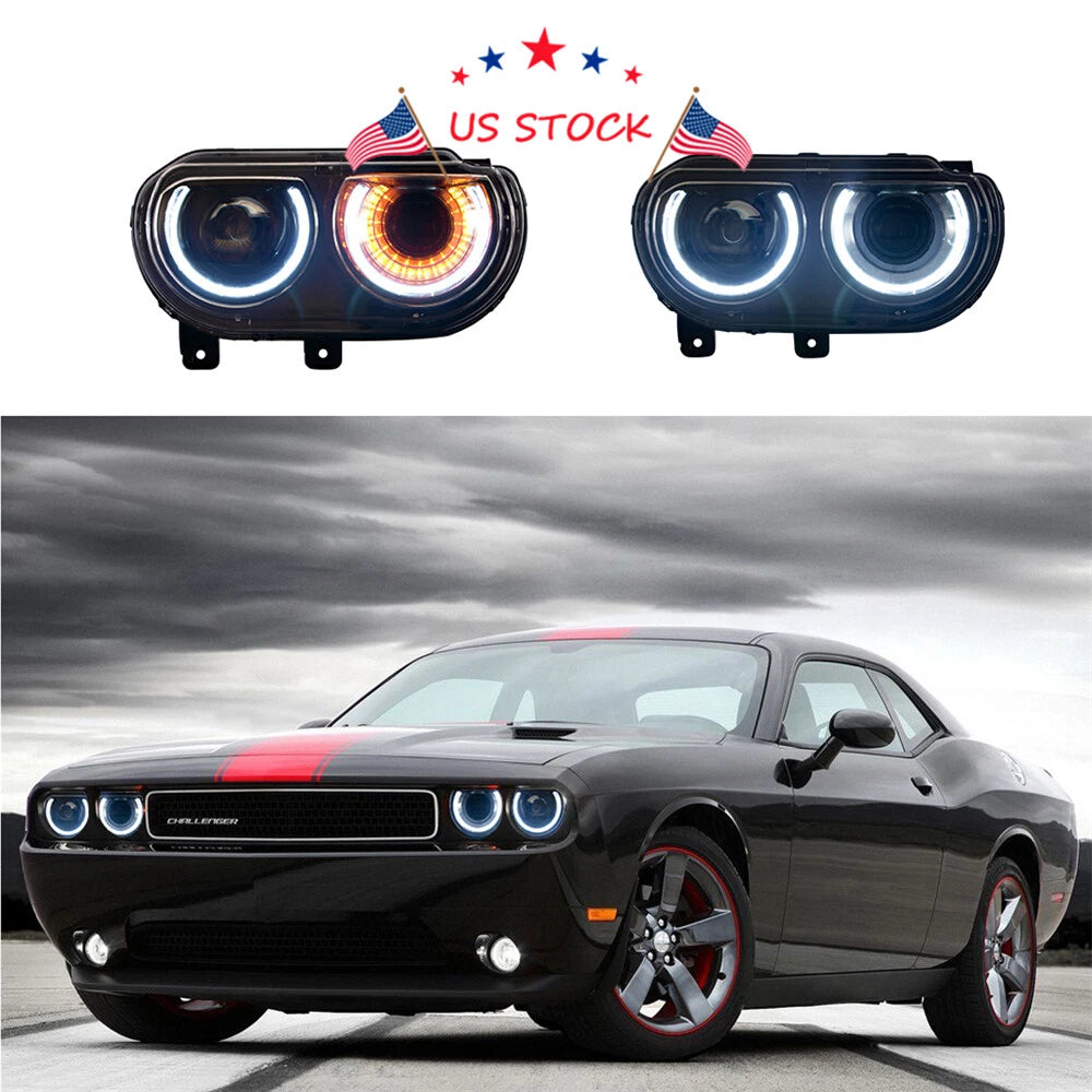 Set of DRL Projector Headlights for Dodge Challenger (2009–2014)