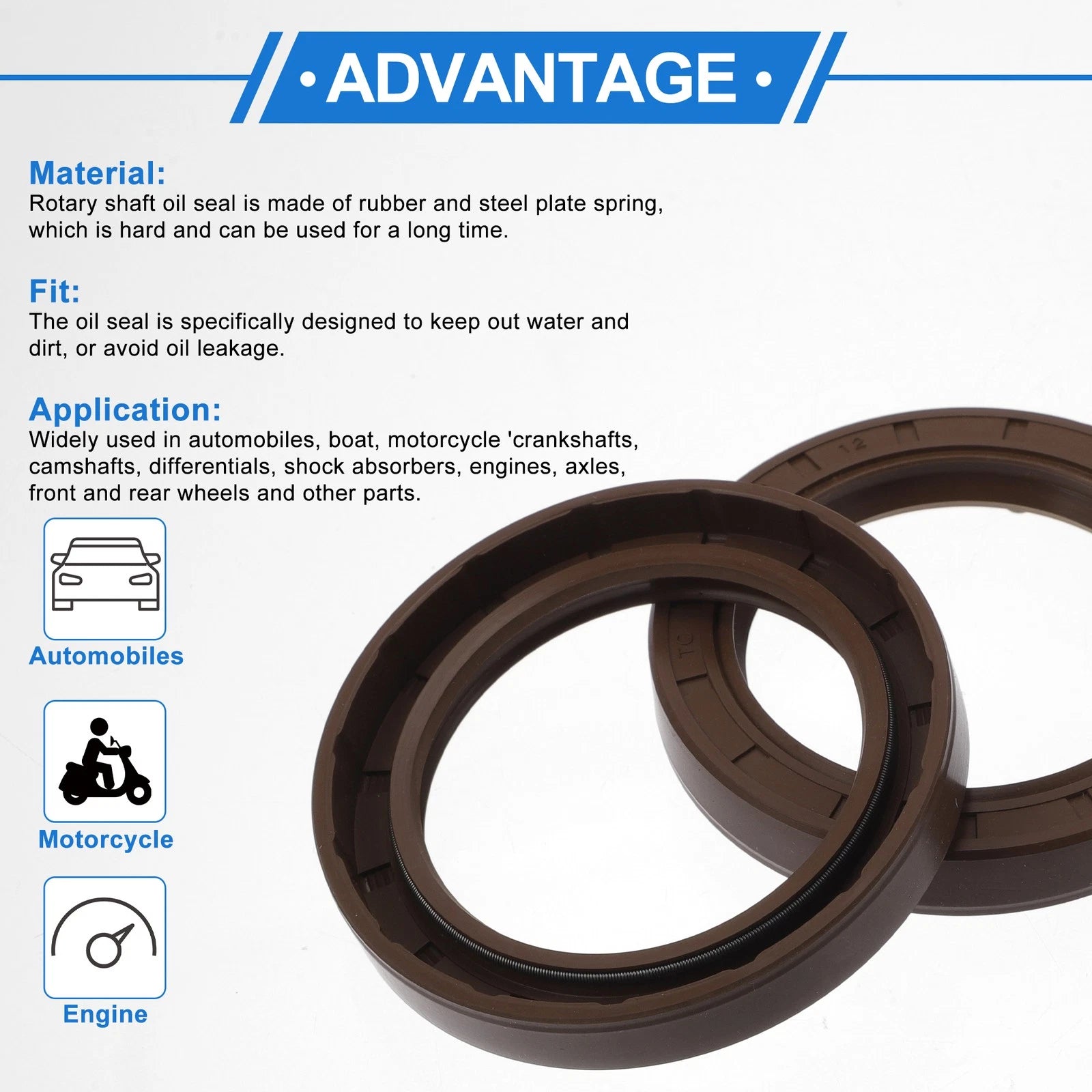 2X Oil Seal Rotary Shaft Seal FKM Rubber 58x80x12mm  
