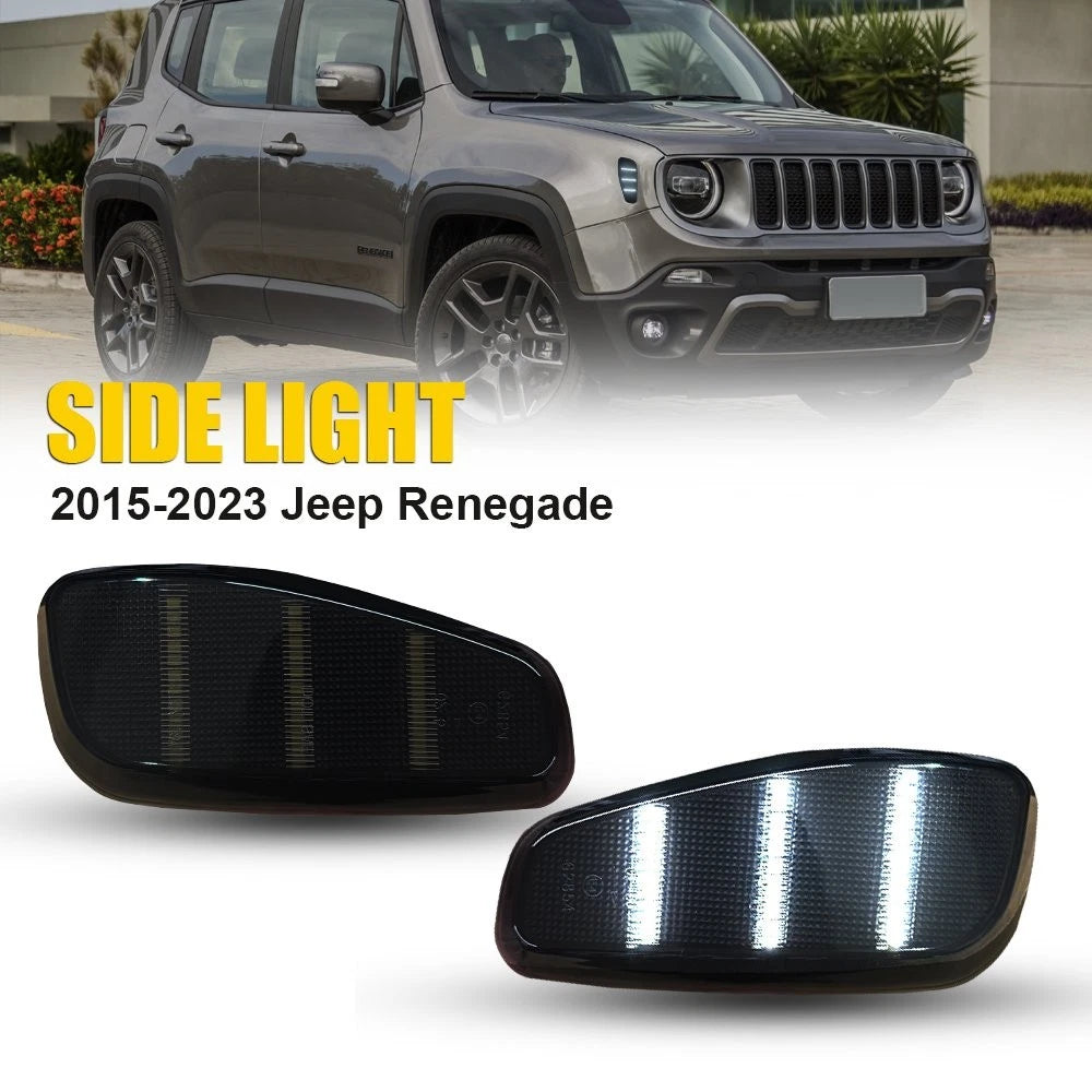 Smoked White LED Fender Front Side Marker Lights for Jeep Renegade (2015–2023)