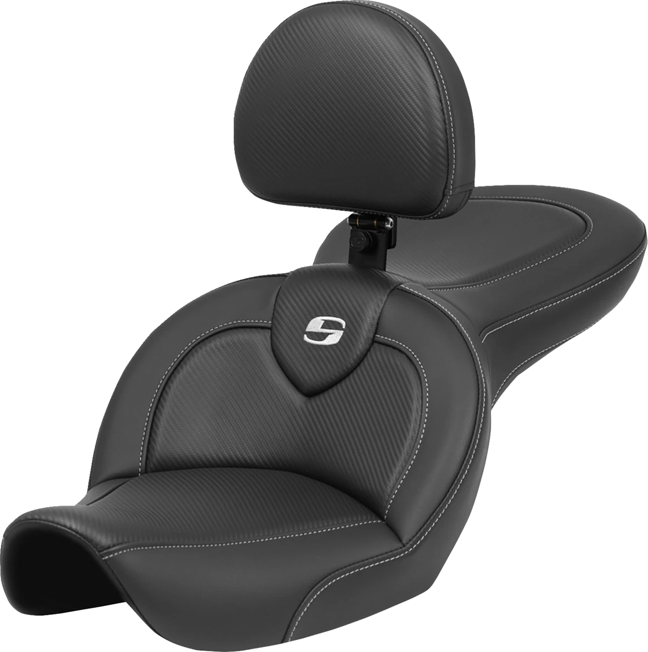 SADDLEMEN Roadsofa Seat with Backrest for FXDWG (1996–2003) - Carbon Fiber