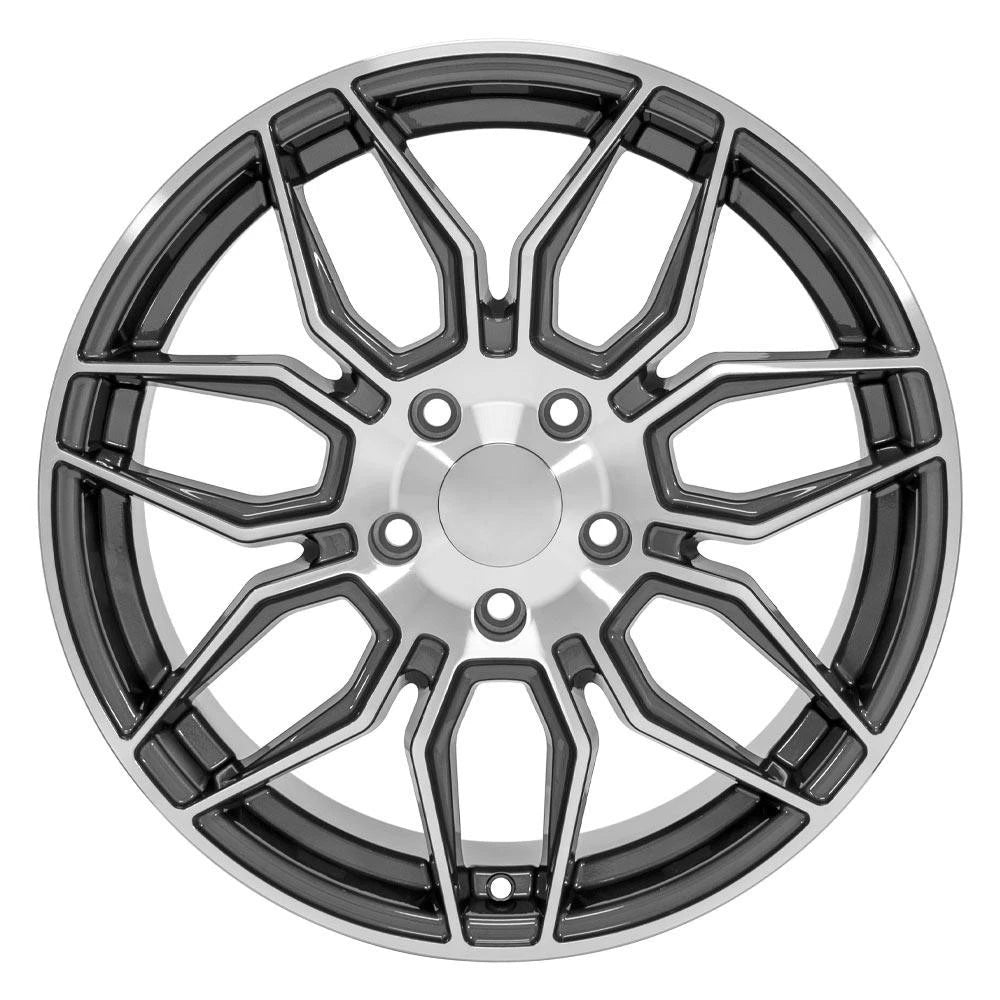 18 Inch Gunmetal Machined Wheel Replacement for 1988-1996 Chevy Corvette