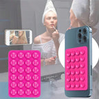 Silicone Non-Slip Suction Pad Phone Case Mount for Selfies - White/Rose Red