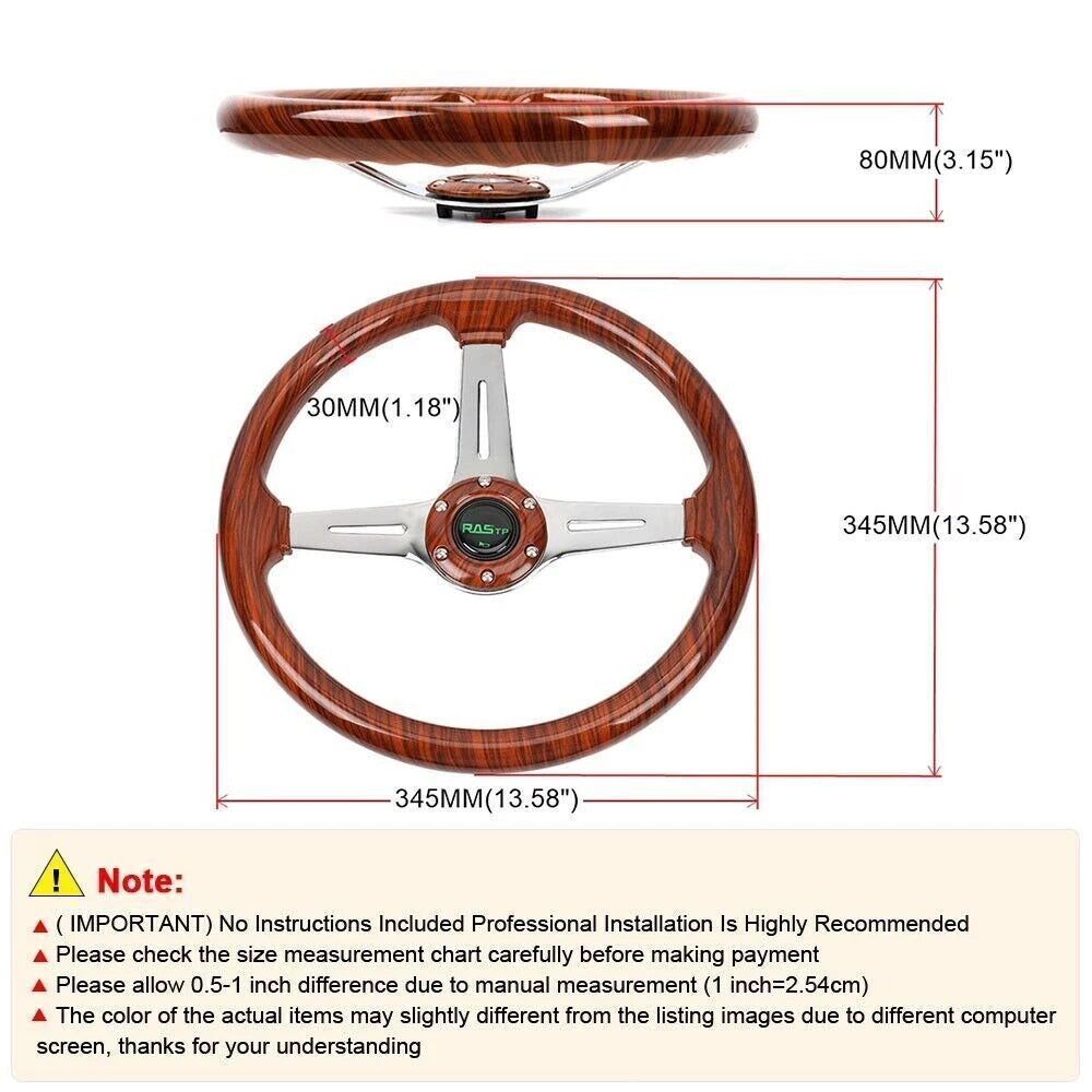 6 Bolt Steering Wheel for EZGO Golf Cart - Slotted 3 Spoke with Horn Button