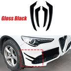 Gloss Black Front Bumper Side Air Vent Fin Trim for Alfa Romeo Stelvio (2017–2025)