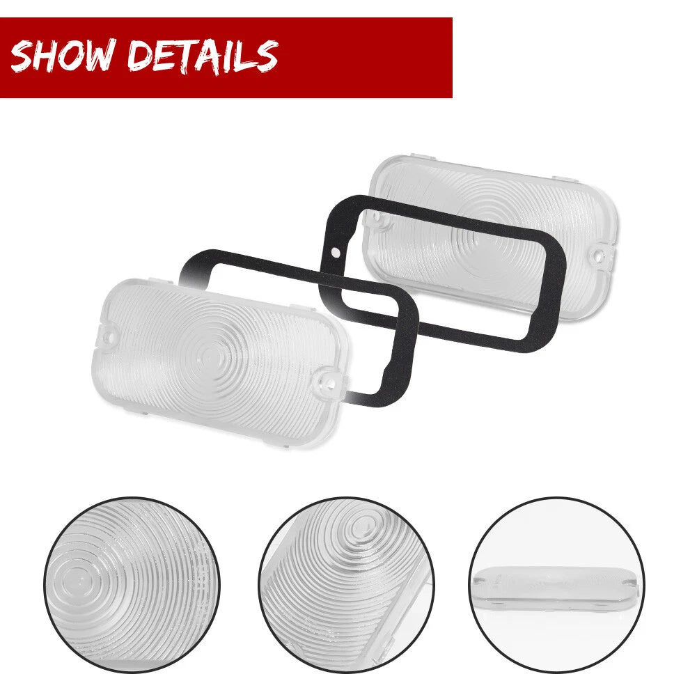 2X Clear Front Parking Turn Signal Light Lenses for Ford Bronco (1966–1968)