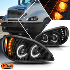 Pair LED DRL Dual Projector Headlights for Freightliner Columbia (2004–2017)