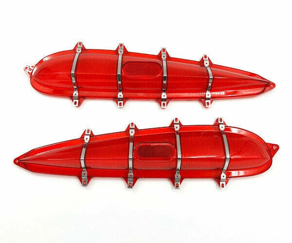 Tail Light Lenses with Trim Bars Replacement for 1959 Chevy Impala Bel Air