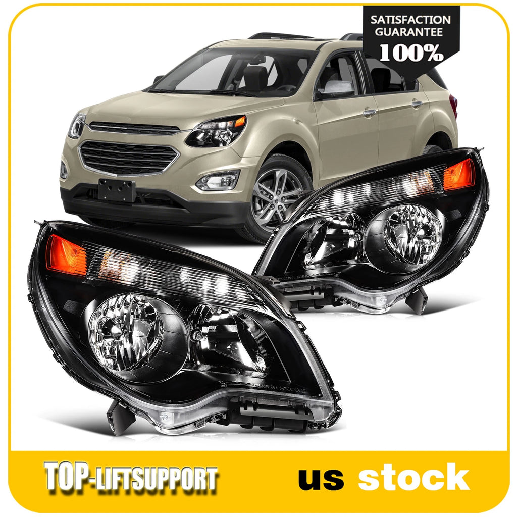 Set of 2 Headlight Assemblies for Chevrolet Equinox (2010–2015) Amber Reflector