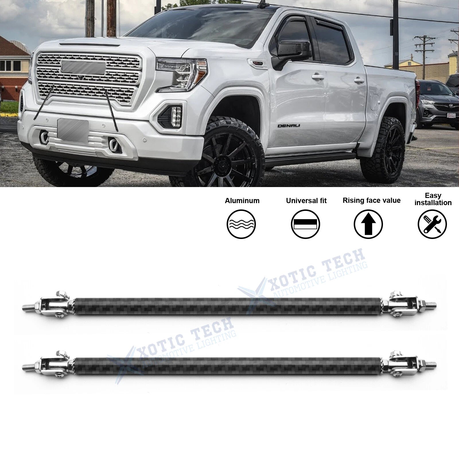 Carbon Fiber Black Rear Front Lip Bumper Tie Bar for GMC (2011–2021)