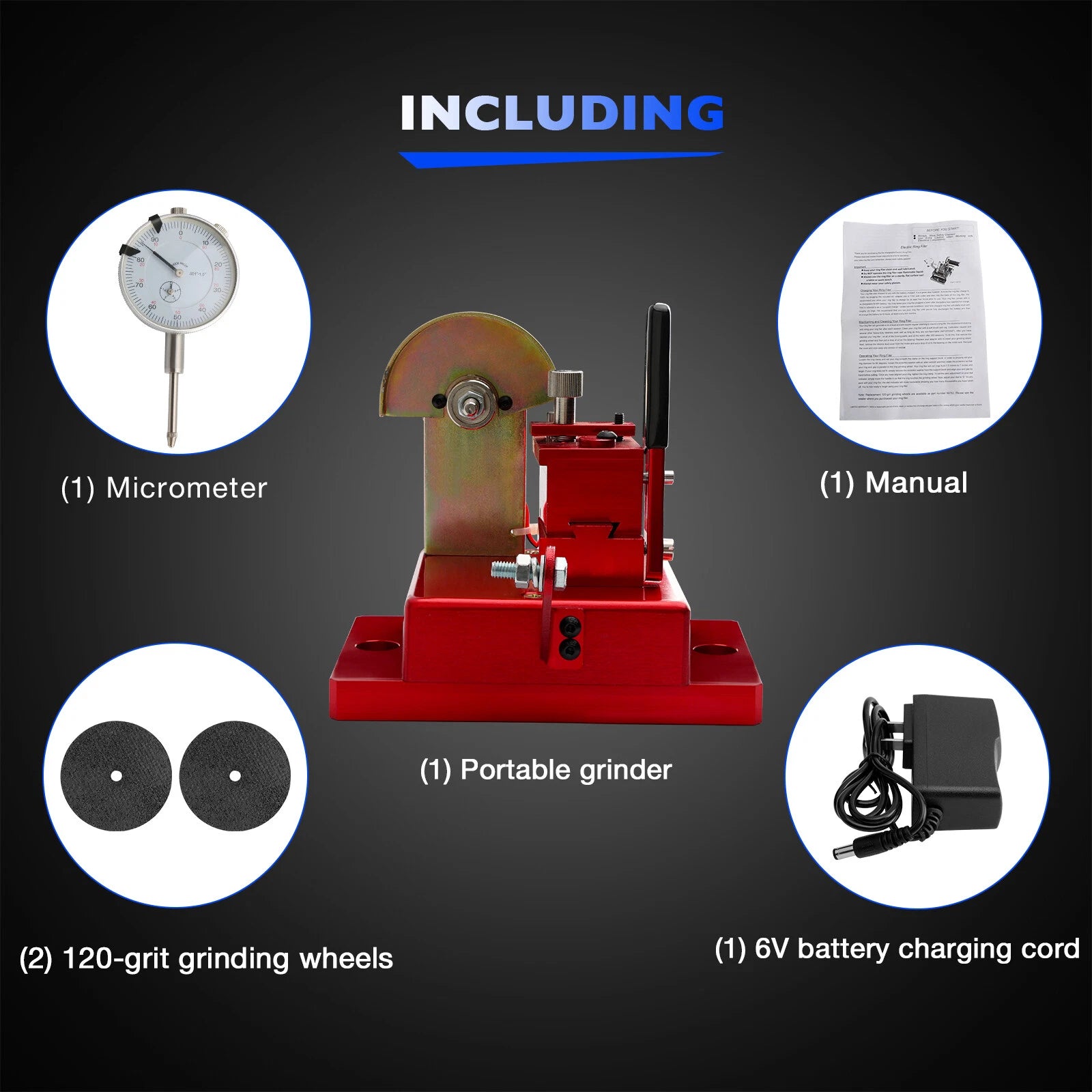 Electric Engine Piston Ring Filer Grinder for Proform 66765 (2-Wheels, 120 Grit)