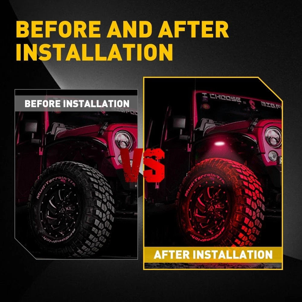 Red LED Rock Lights for Jeep (Offroad Truck, ATV, UTV, Boat)