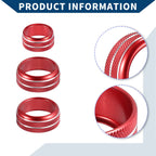 Set of 3 AC Radio Volume Switch Knob Cover Rings for Toyota Supra (2018–2022) Red