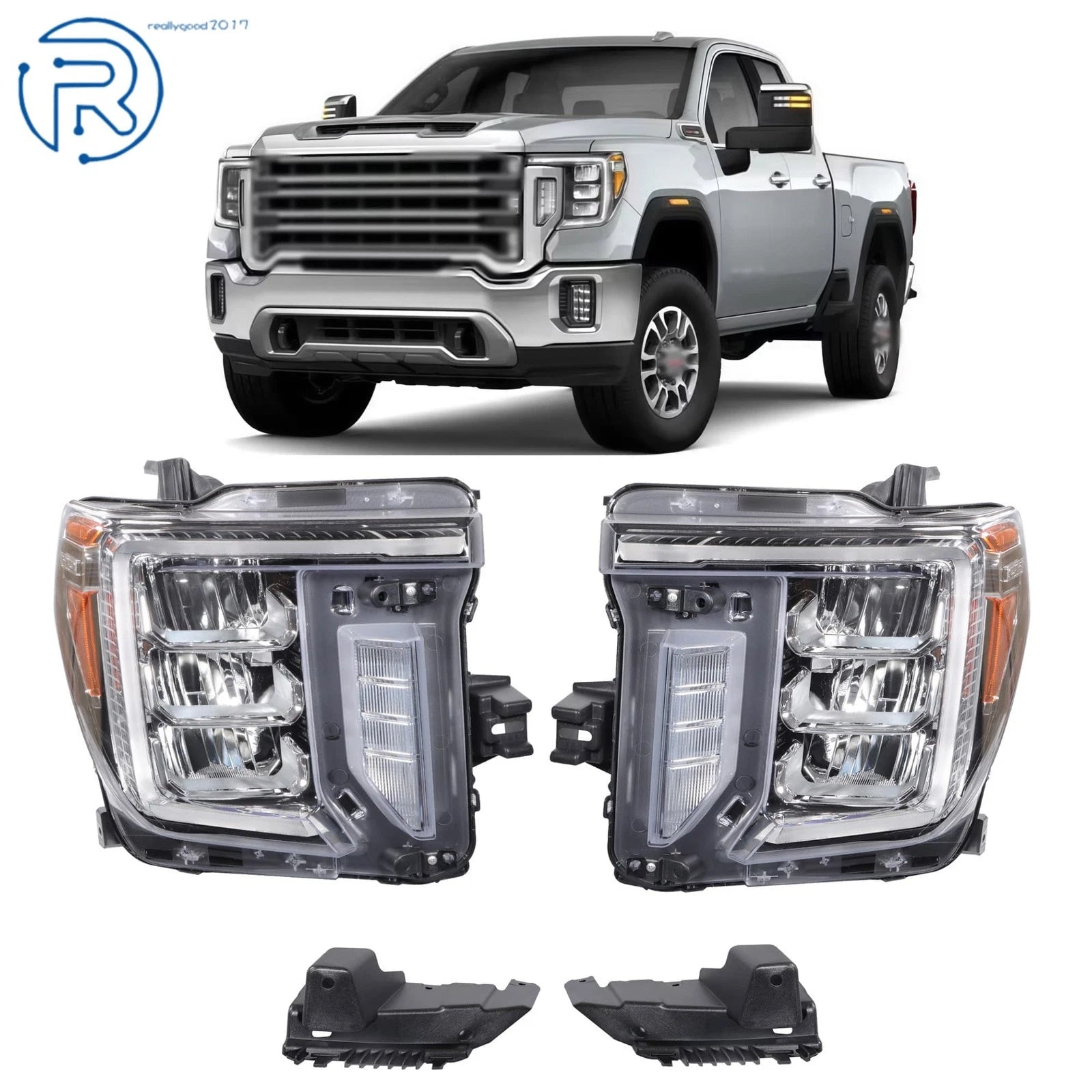 Full LED Headlights for GMC Sierra 2500 3500 HD (2020–2022) LH+RH