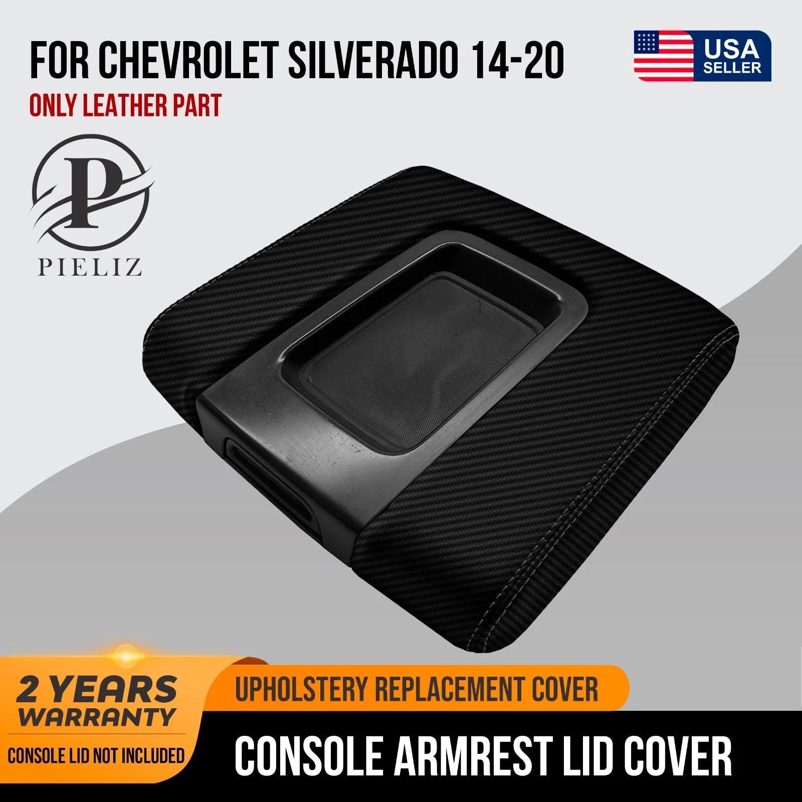 Carbon Fiber Console Lid Cover for Chevrolet Silverado (2014–2020)