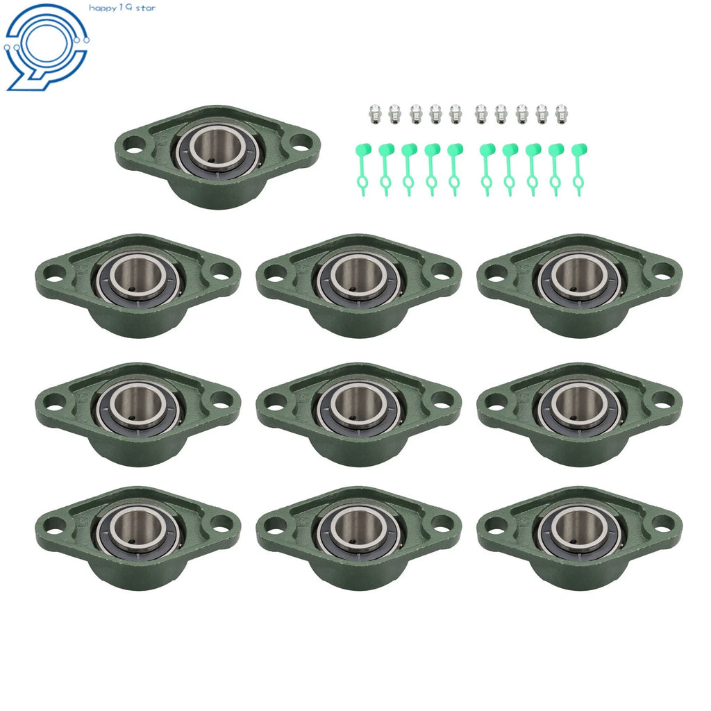 Set of 10 Pillow Block Bearings for UCFL206-20 (Self-Aligning)