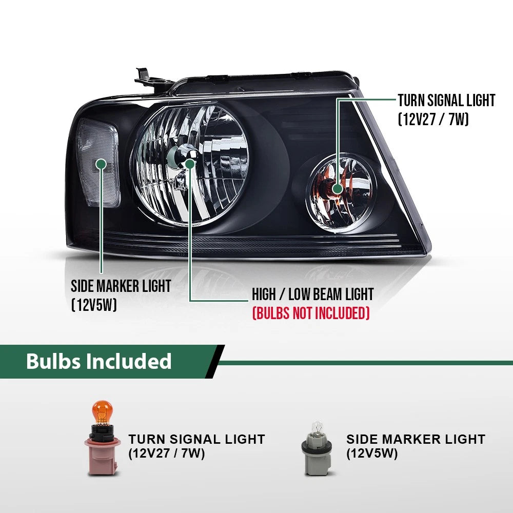 Smoked Headlight and Clear Side Corner Lamps for Ford F150 (2004–2008)