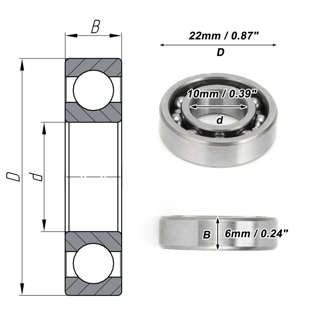 6900 Deep Groove Ball Bearing for Scooter Skateboard Wheel (10x22x6mm)