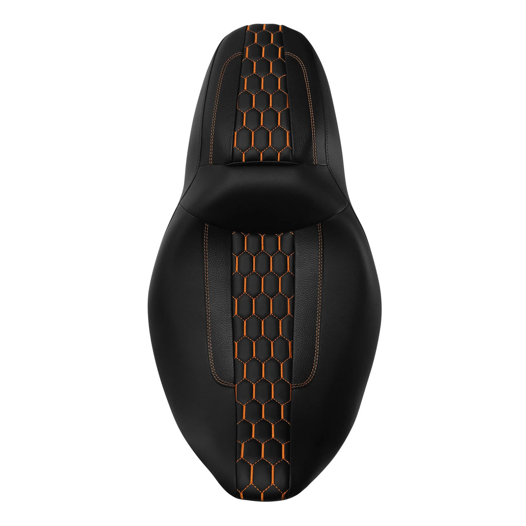 Driver Passenger Seat for Harley Street Road Glide (2009–2023) Black Orange