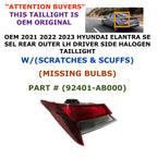 Halogen Taillight for Hyundai Elantra SE (2021–2023) 92401-AB000