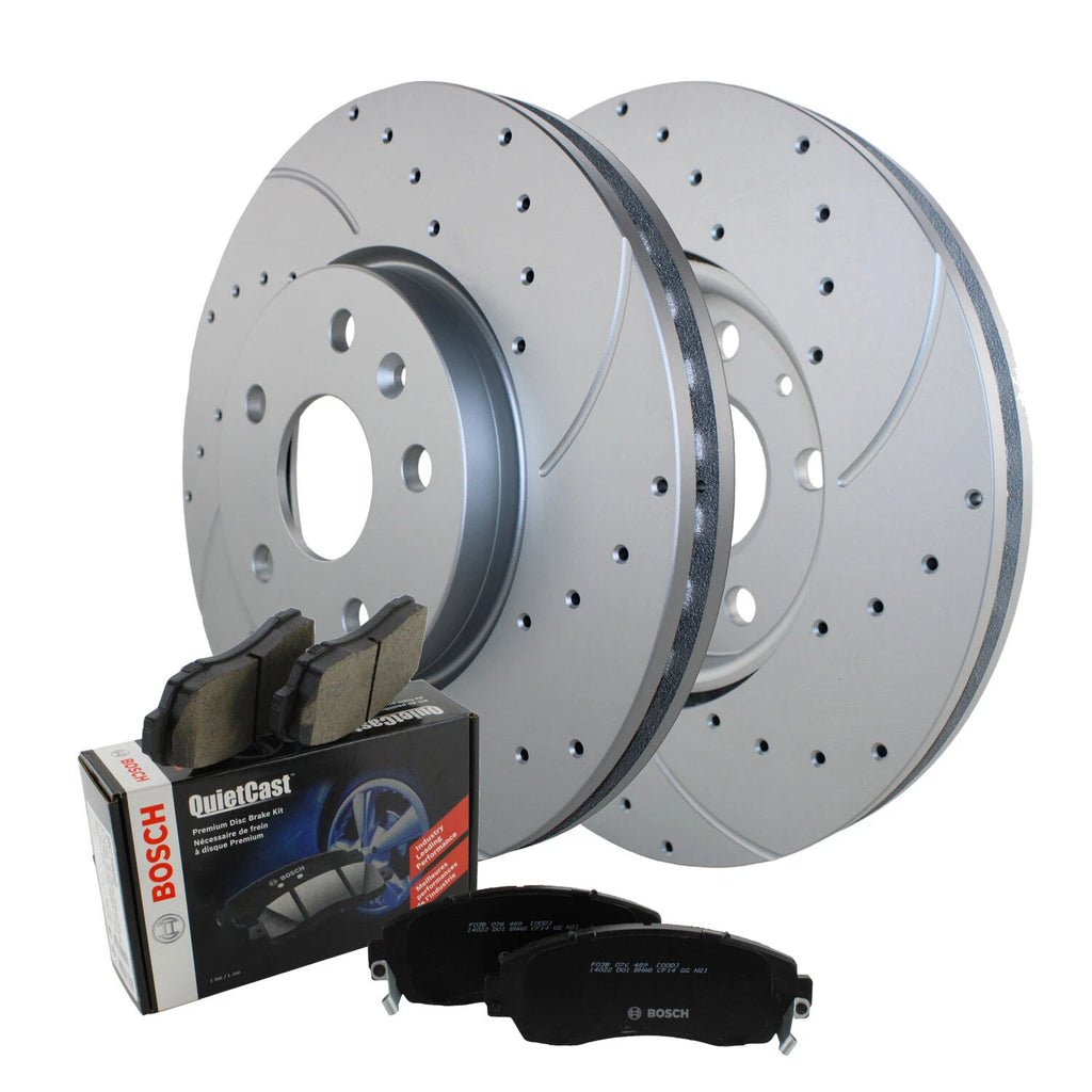 Front Brake Kit 321mm Drilled Disc Rotors & Bosch Ceramic Pads for Buick Chevy GMC
