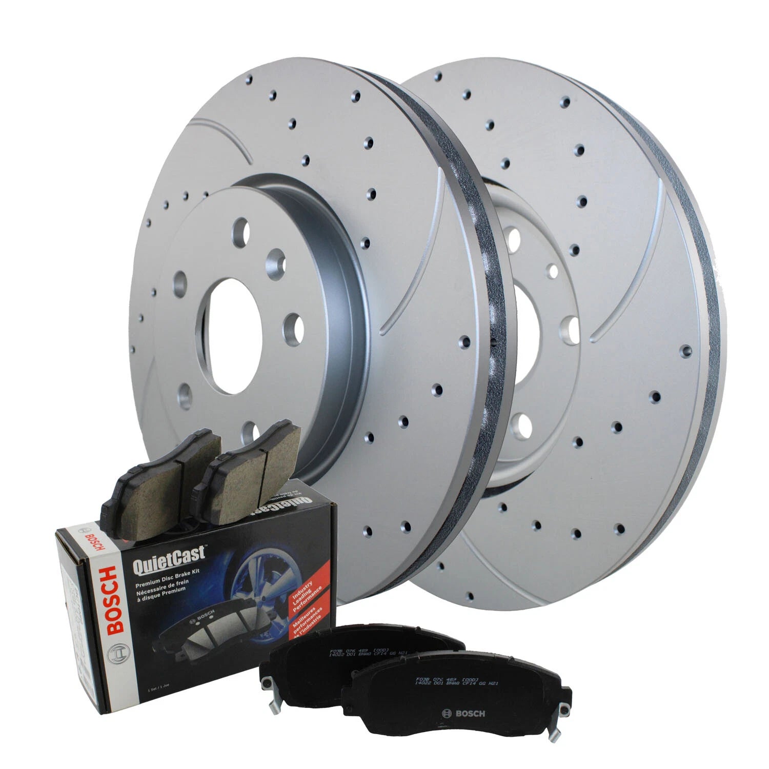 Front Brake Kit 321mm Drilled Disc Rotors & Bosch Ceramic Pads for Buick Chevy GMC