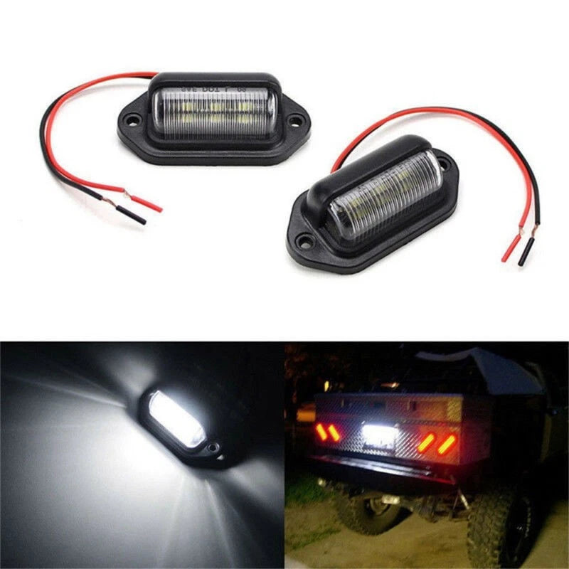 2X Waterproof 6 LED License Plate Light for Car Boat Truck Trailer