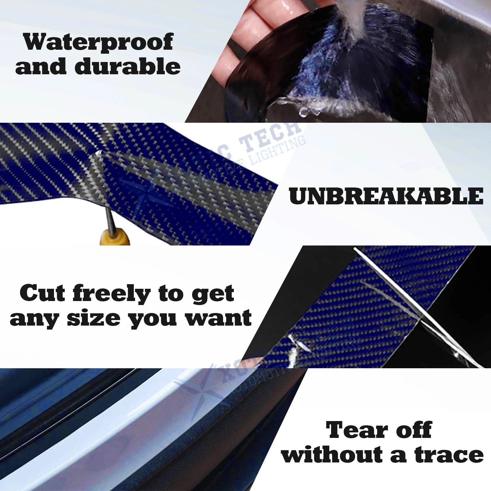 Blue 3D Carbon Fiber Style Door Sill Edge Guards for Car (-)