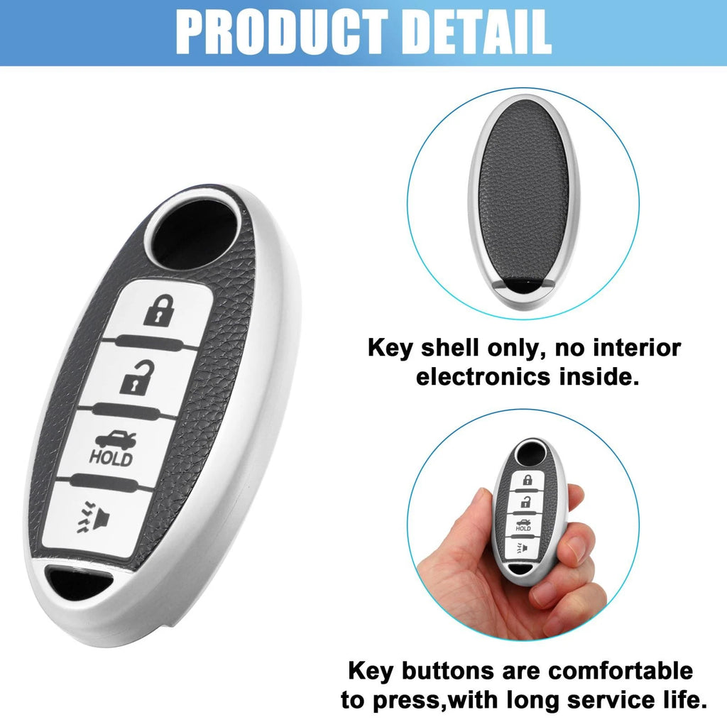 Silicone Key Fob Case Cover for Nissan Cabstar (2008–2009) Silver Tone