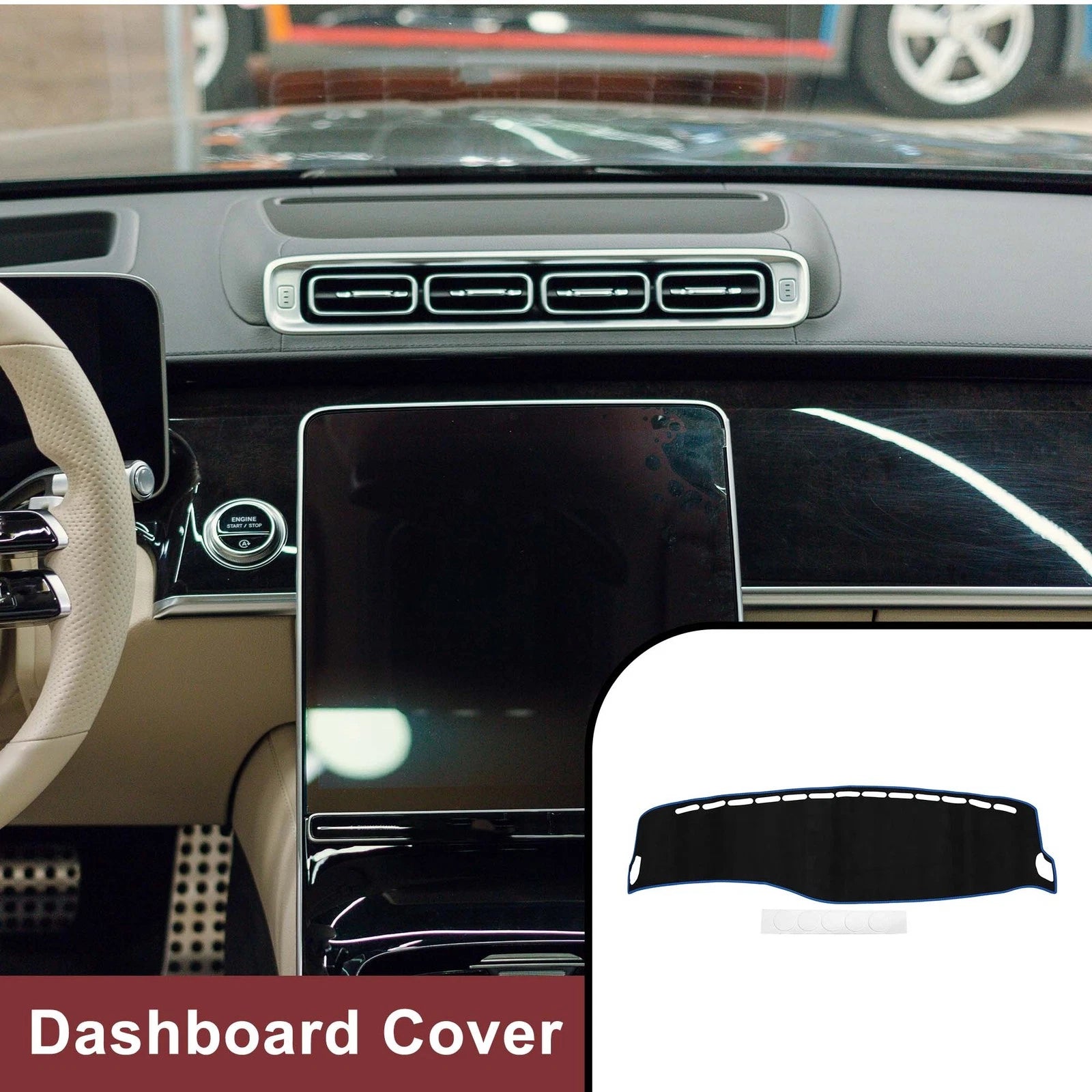 Dashboard Cover Mat for Mercedes S-Class W222 (2014–2020) Black Blue