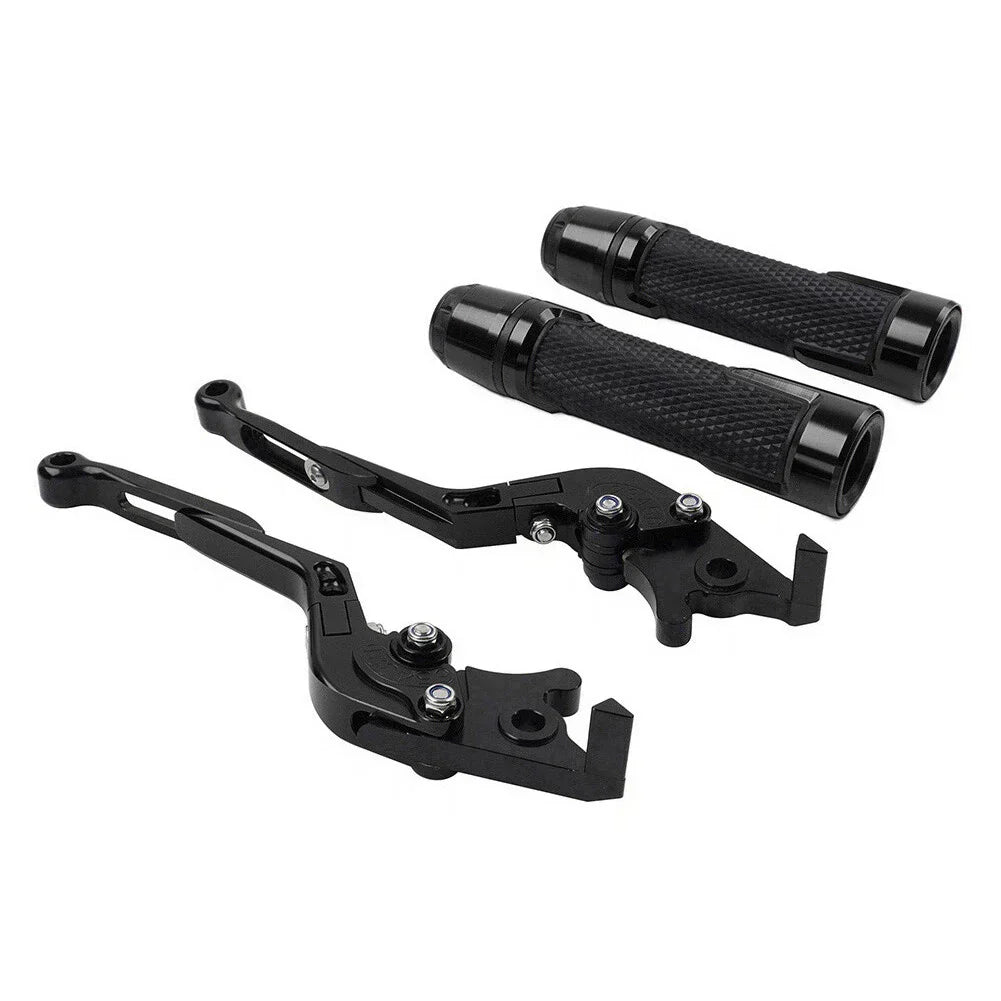 Black Extendable Brake Clutch Levers Grips Set for Suzuki GSR750 (2011-2016)